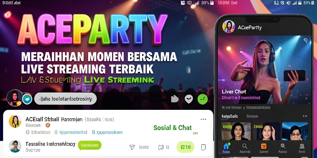 Screenshot antarmuka ACEPARTY yang menampilkan fungsi Live Streaming yang menarik.