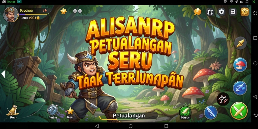Tampilan antarmuka ALISANRP yang menampilkan adegan penuh petualangan.