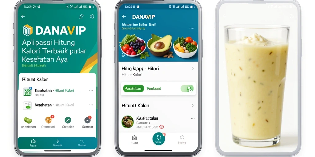 Screenshot aplikasi DANAVIP menampilkan fitur Hitung Kalori yang intuitif.