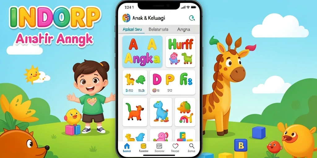 Tampilan antarmuka aplikasi INDORP untuk belajar huruf dan angka.