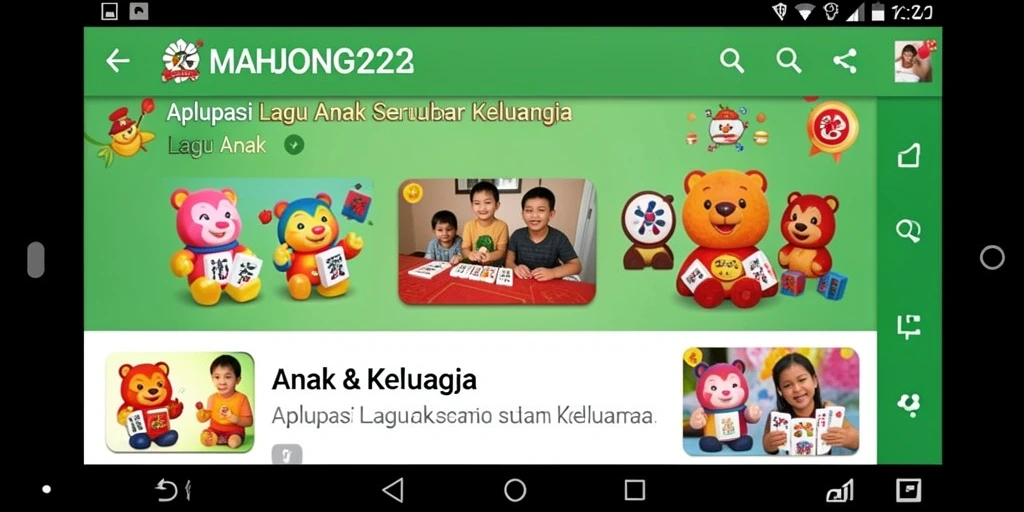 Antarmuka MAHJONG222 dengan lagu anak yang menyenangkan.