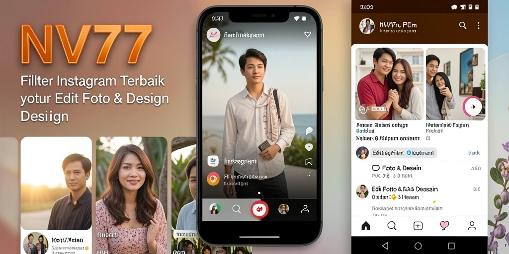 Antarmuka NV77 yang intuitif untuk editing foto dan filter Instagram.