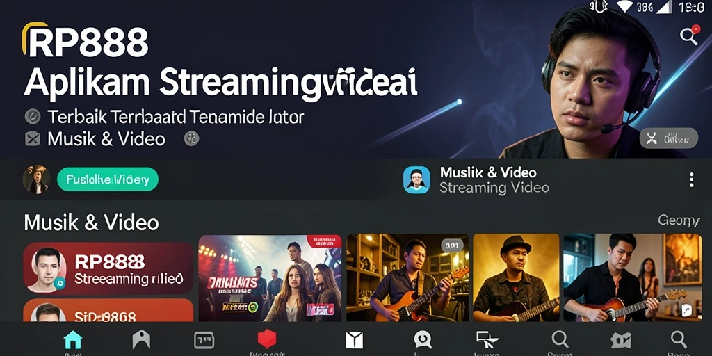 Tampilan antarmuka aplikasi RP888 yang menampilkan daftar video streaming.