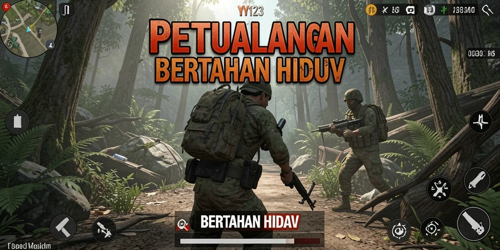 Tangkapan layar dari antarmuka permainan Bertahan Hidup yang penuh aksi.