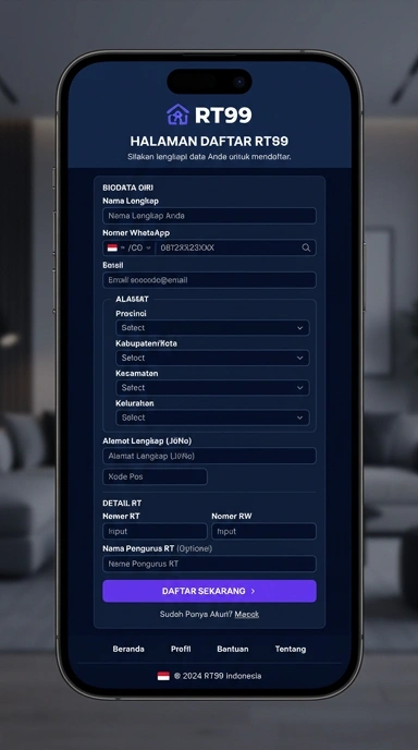 Buat Akun Baru di rt99 untuk Pengguna Android